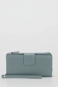 RFID Leather Zip Around Wallet